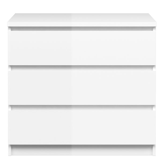 Naia Chest of 3 Drawers in White High Gloss