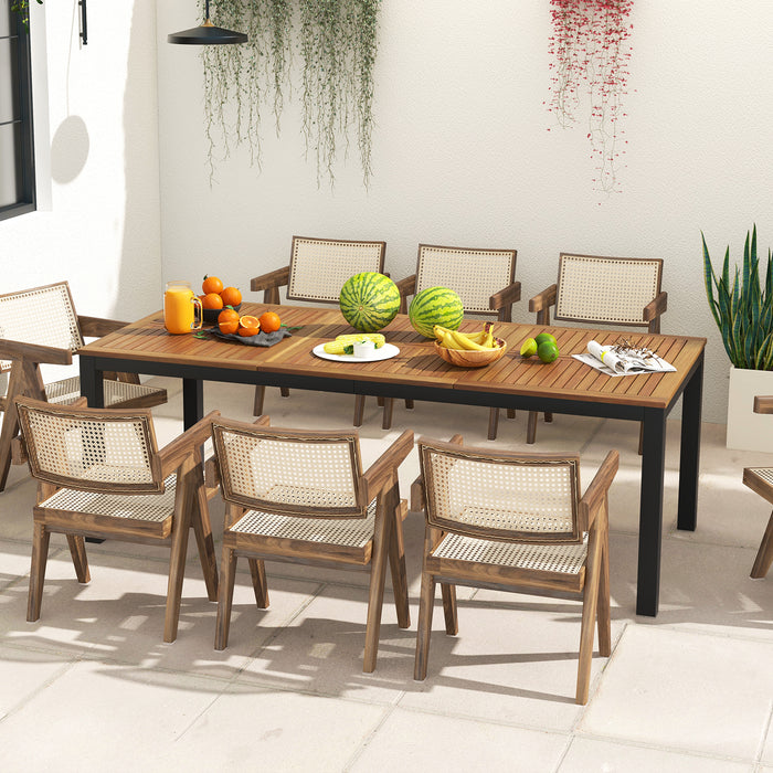 8-Person Outdoor Dining Table with Umbrella Hole