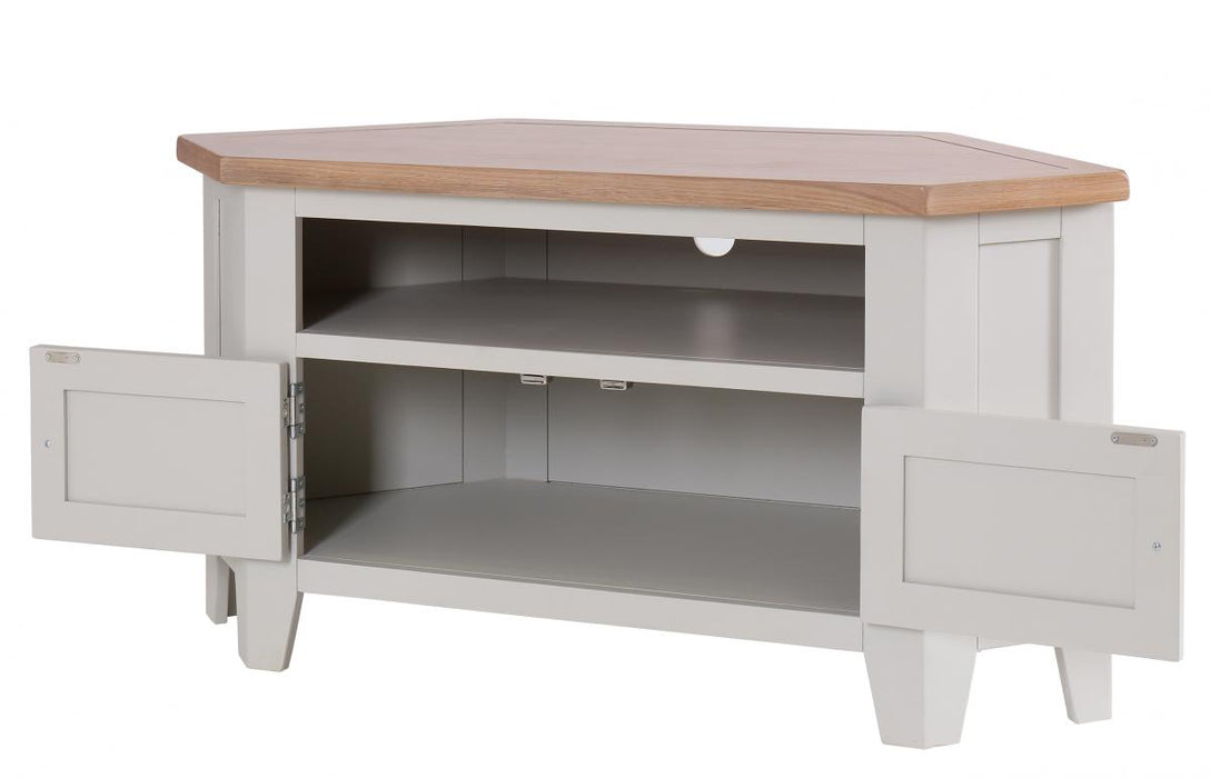 GCW037B - 90 Degree Corner TV Unit with 2 Doors & 2 Shelves