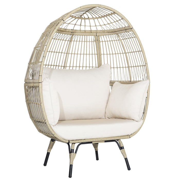 Oversized Rattan Egg Chair with 4 Cushions