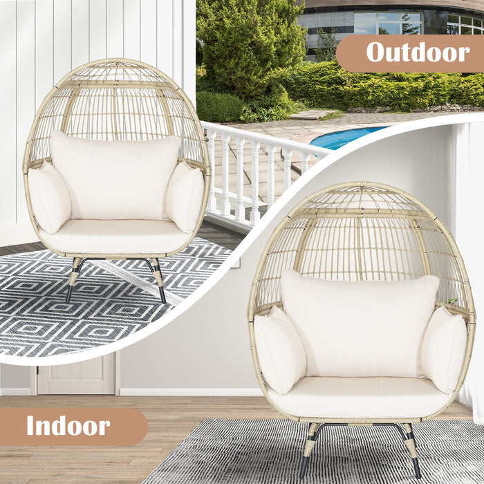 Oversized Rattan Egg Chair with 4 Cushions