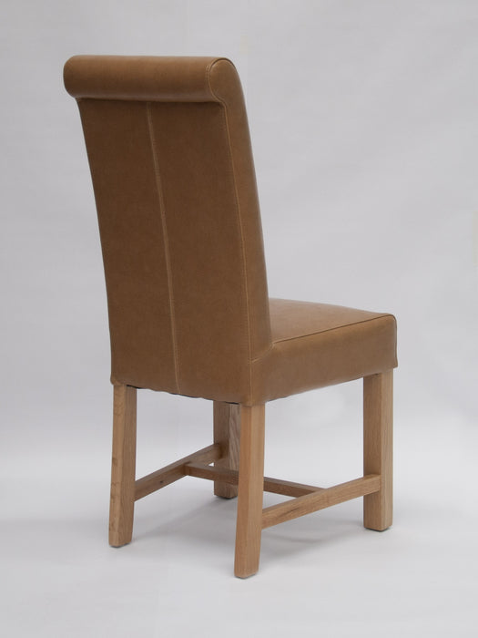 Louisa Chunky Scroll Dining Chair (Tan/Oak)