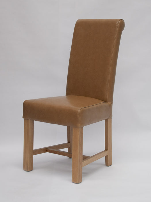 Louisa Chunky Scroll Dining Chair (Tan/Oak)