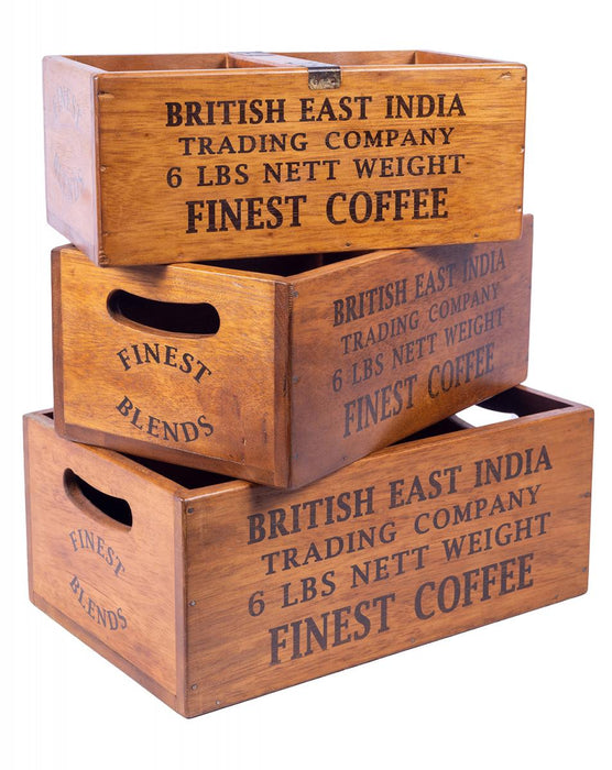 BX-033-BEC3 - Set of 3 Large Vintage Boxes - British East India Finest Coffee