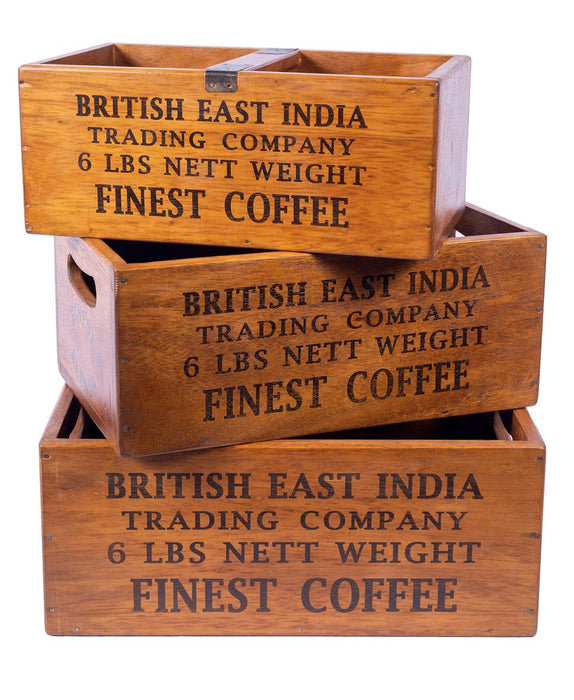 BX-033-BEC3 - Set of 3 Large Vintage Boxes - British East India Finest Coffee