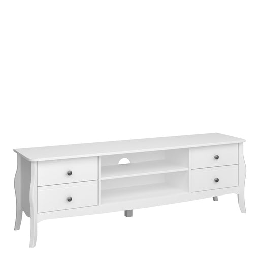 Baroque TV Table (Wide) 4 Drw 2 Shelves White