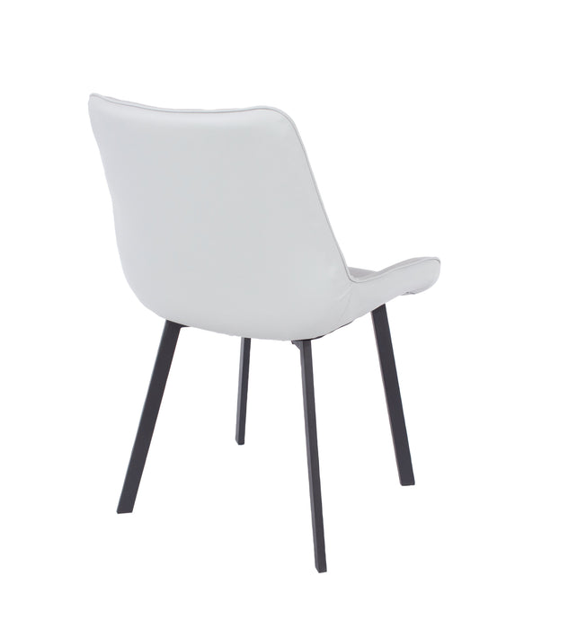 Aspen grey PU upholstered dining chairs with black metal legs (pair)