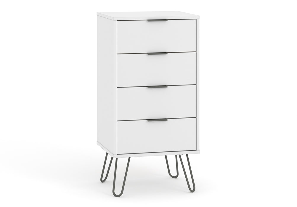 Augusta White 4 drawer narrow chest of drawers