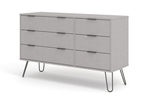 Augusta Grey 3+3 drawer wide chest of drawers