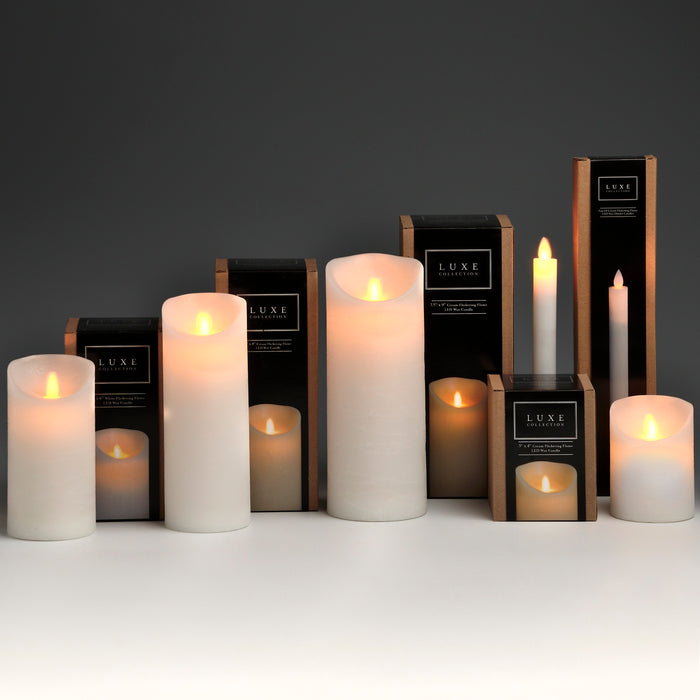 Luxe Collection 3 x 6 White Flickering Flame LED Wax Candle - Furnishing Horizon