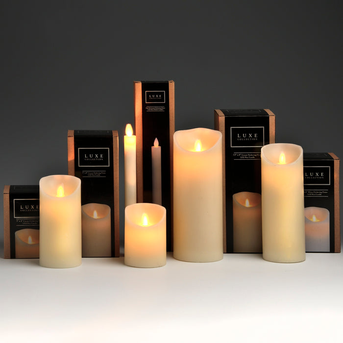 Luxe Collection 3 x 6 Cream Flickering Flame LED Wax Candle - Furnishing Horizon