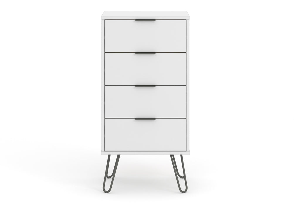 Augusta White 4 drawer narrow chest of drawers