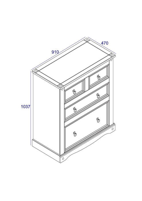 Corona White 2+2 drawer chest 