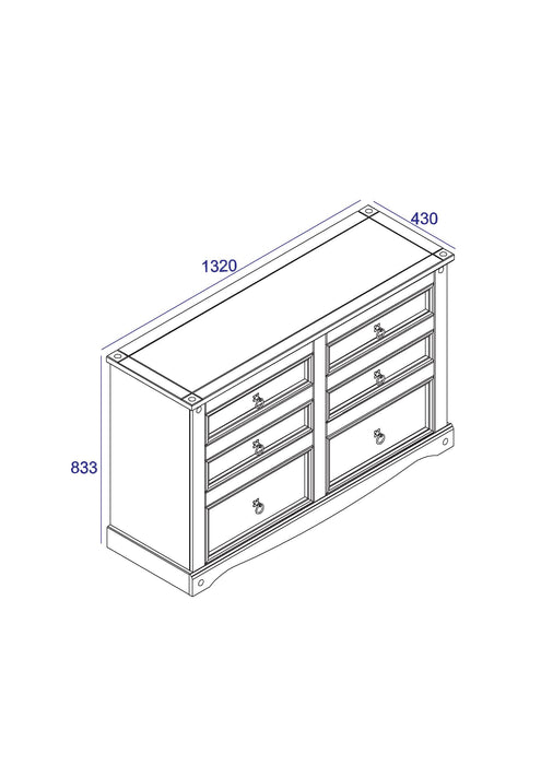 Corona 3+3 drawer wide chest 