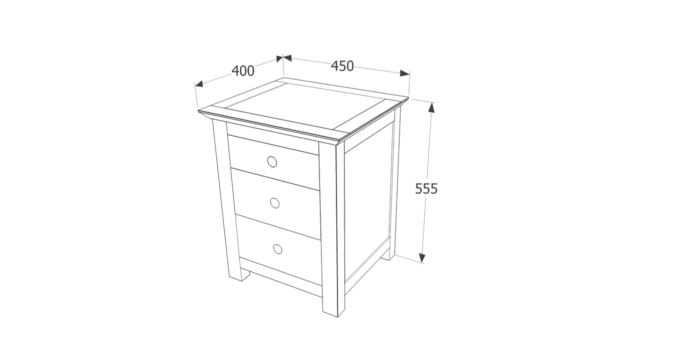 Stirling 3 drawer bedside cabinet