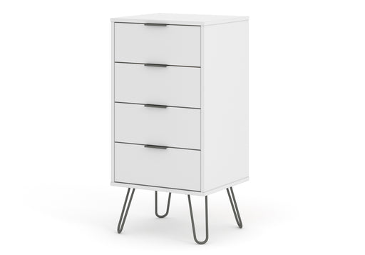 Augusta White 4 drawer narrow chest of drawers