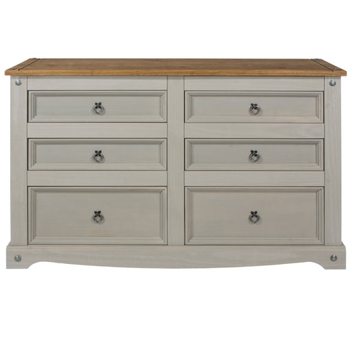 Corona Grey 3+3 drawer wide chest 