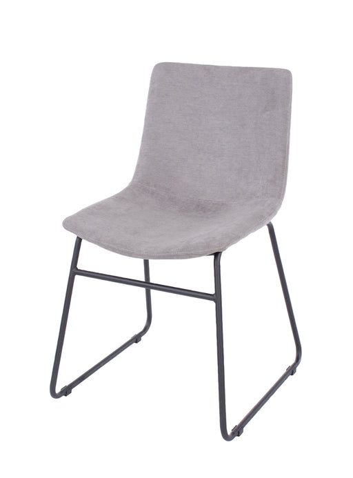 Aspen grey fabric upholstered dining chairs with black metal legs (pair)