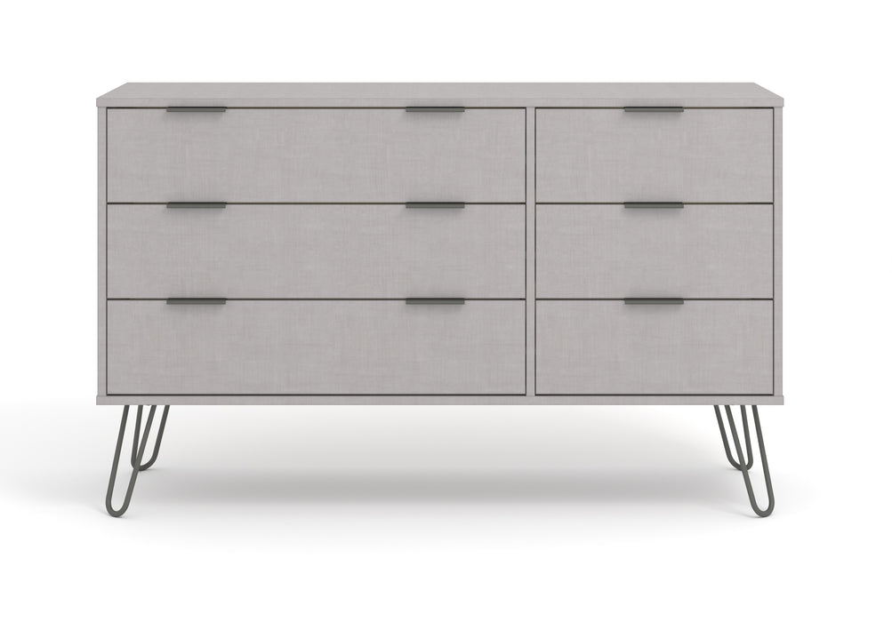 Augusta Grey 3+3 drawer wide chest of drawers