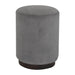 Grey Velvet Footstool with Wooden Base