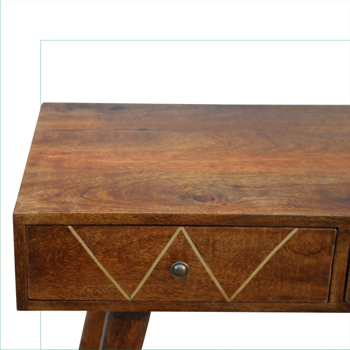 Geometric Brass Inlay Console Table