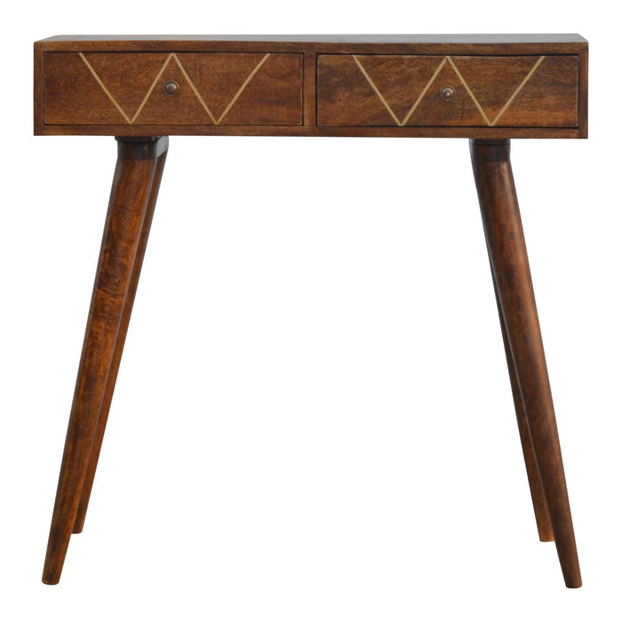 Geometric Brass Inlay Console Table